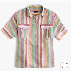 J.Crew Short Sleeve Popover in Candy Stripe